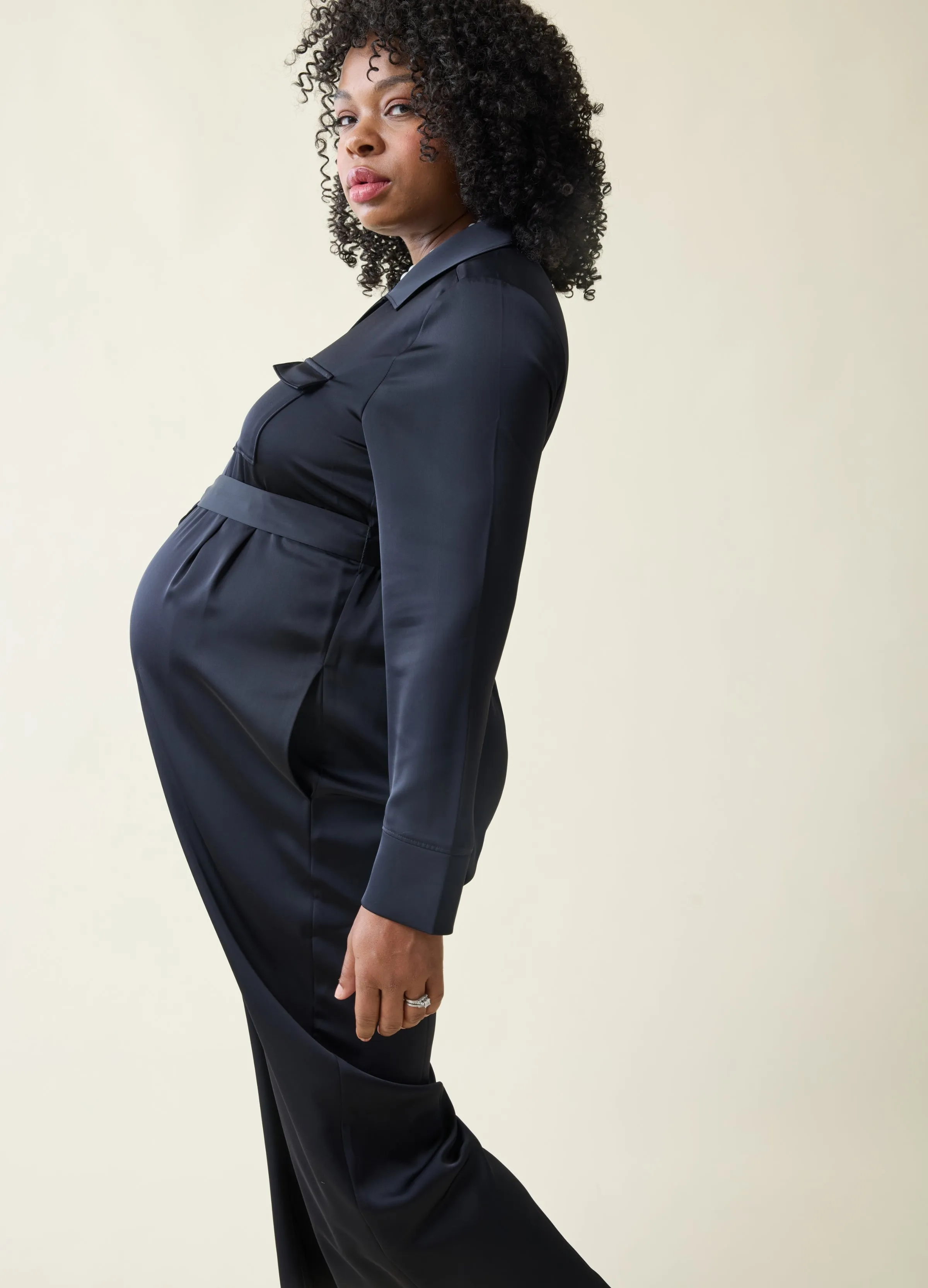 The Up-All-Night Black Maternity Jumpsuit