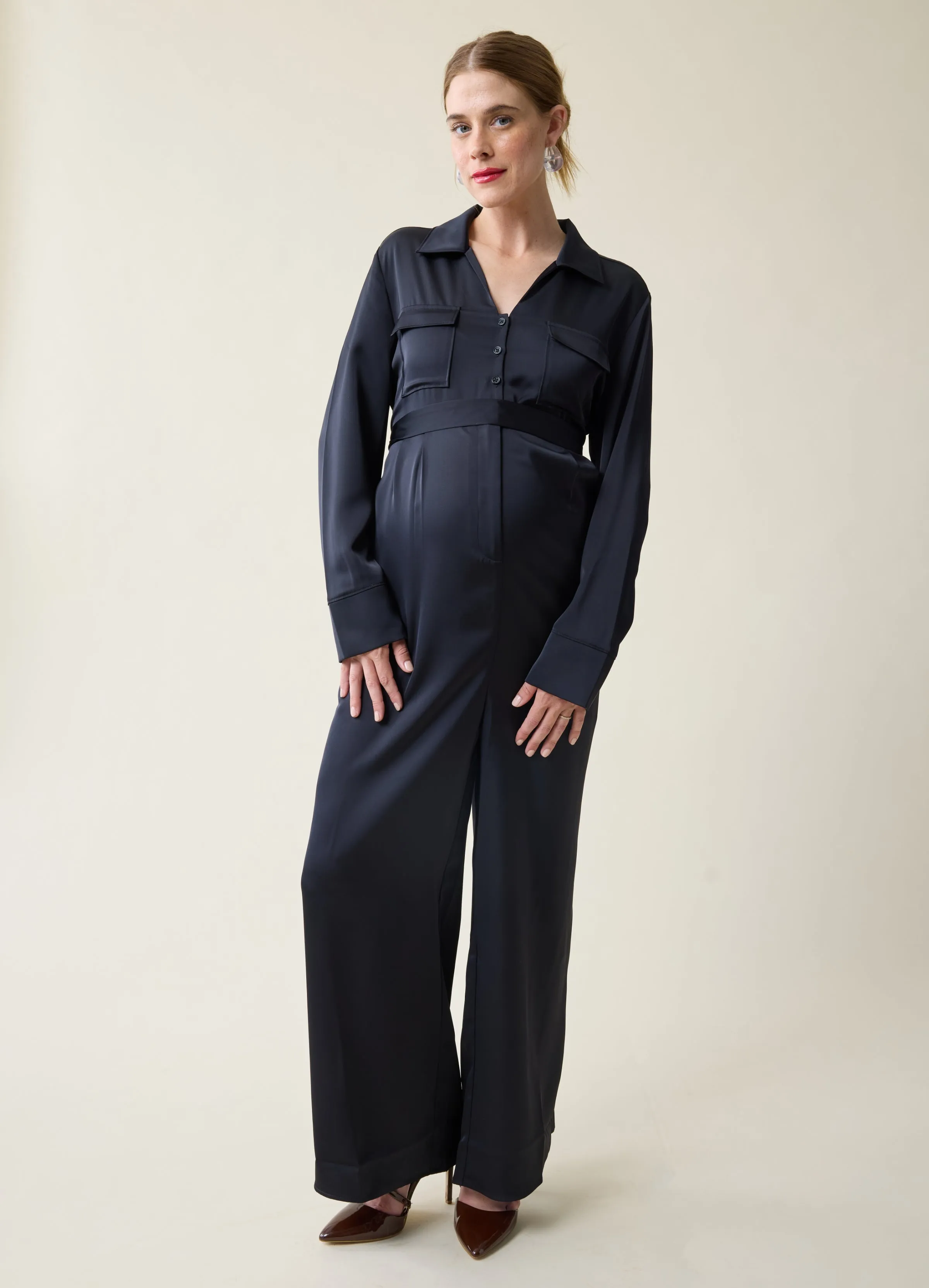 The Up-All-Night Black Maternity Jumpsuit