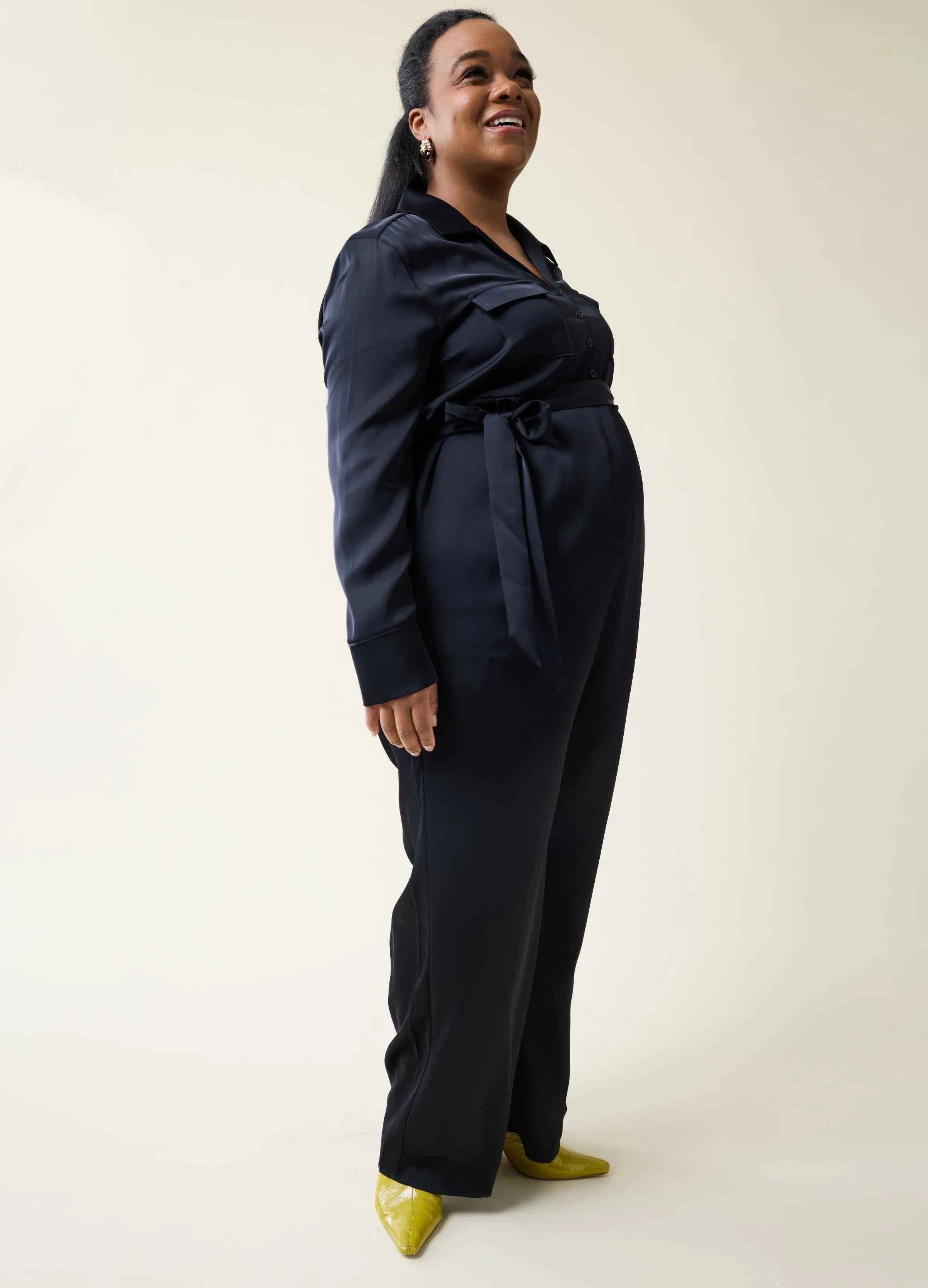 The Up-All-Night Black Maternity Jumpsuit