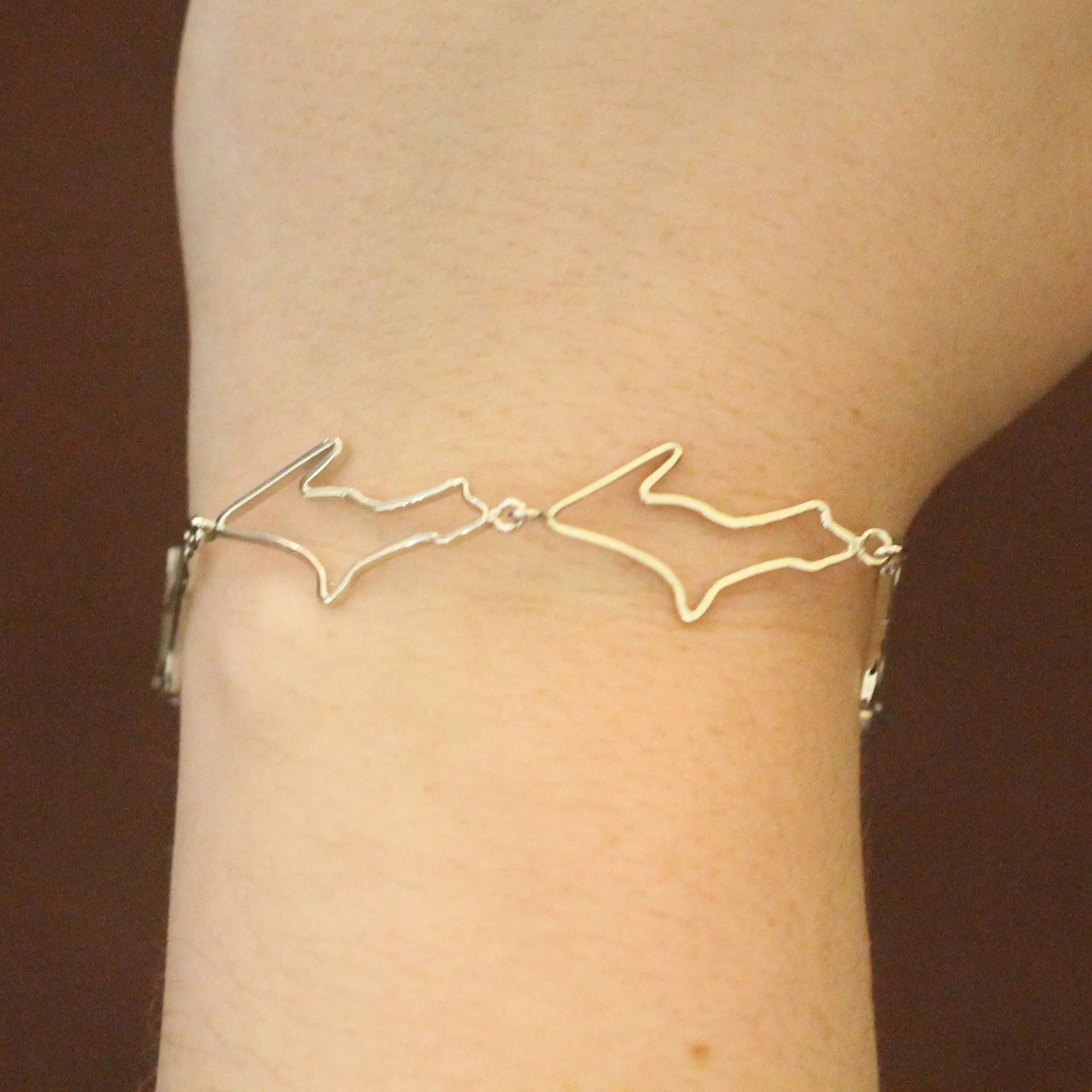 White Gold Upper Peninsula Outline Bracelet