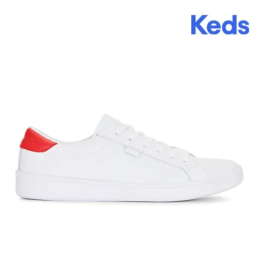 Women's Ace Leather Sneaker White / Red (WH67878)