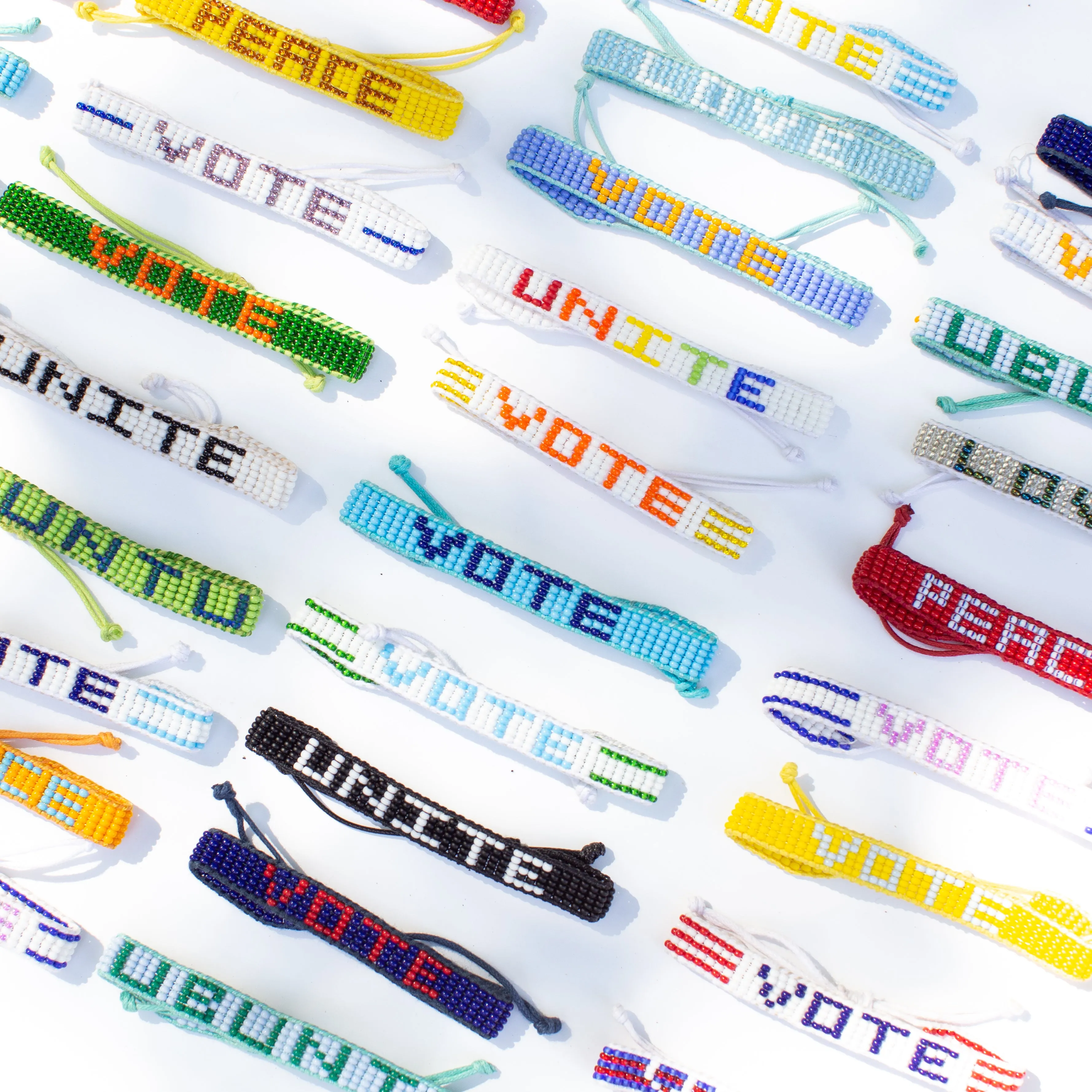 Woven VOTE Bracelet - White/Orange