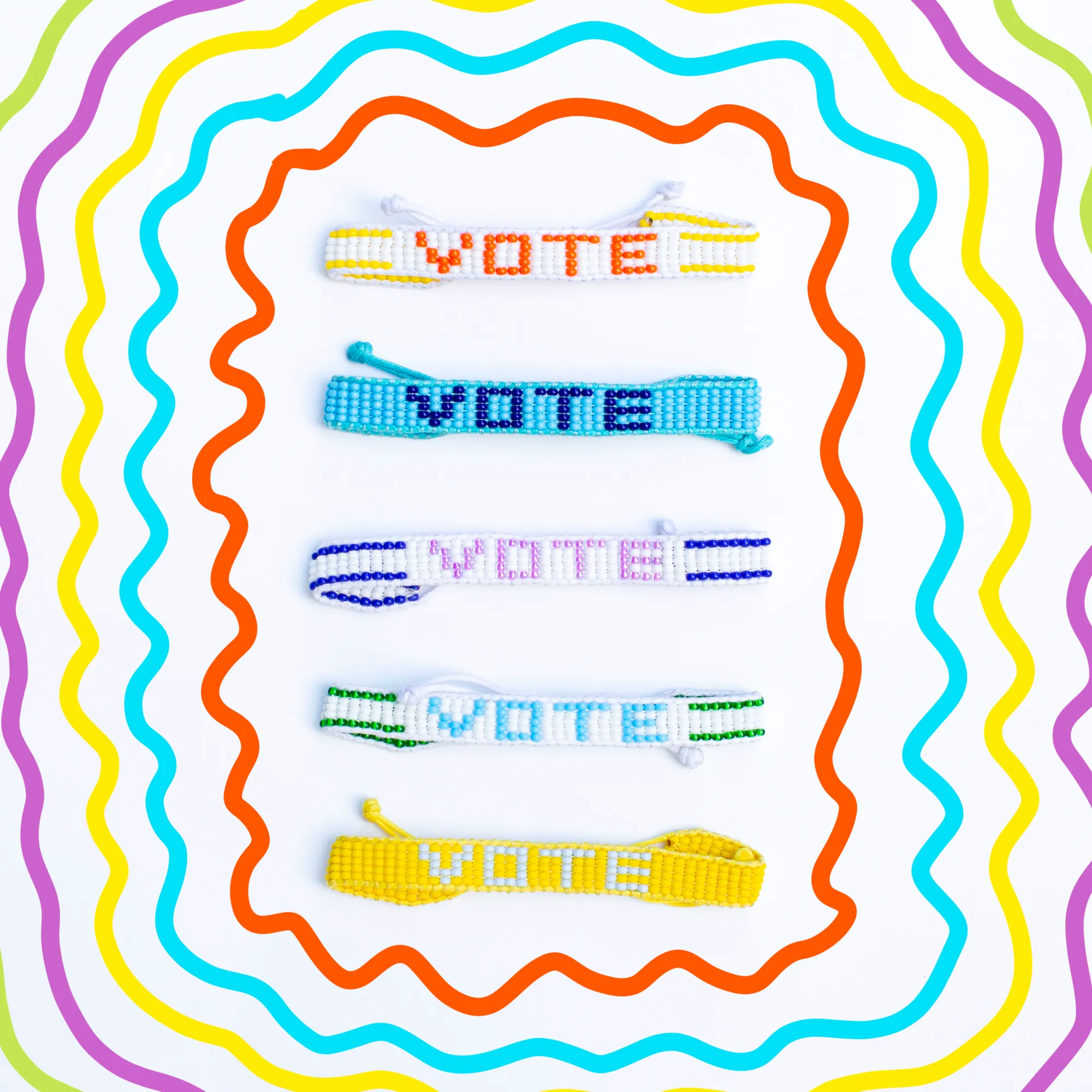 Woven VOTE Bracelet - White/Orange