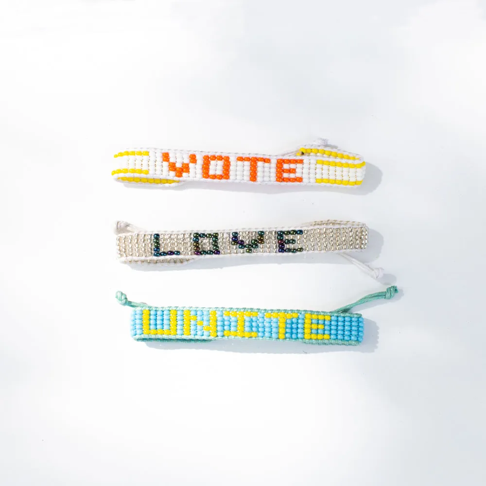 Woven VOTE Bracelet - White/Orange